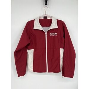 Vintage Oklahoma Sooners Womens Sz M Red‎ Oak Full Zip Jacket Embroidered
